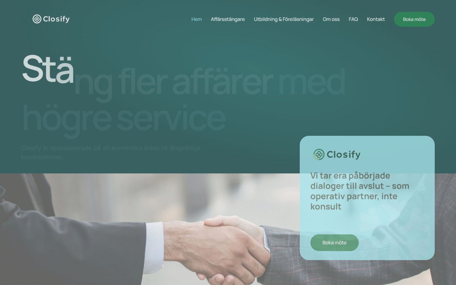 Closify sajt innan vår byggnation
