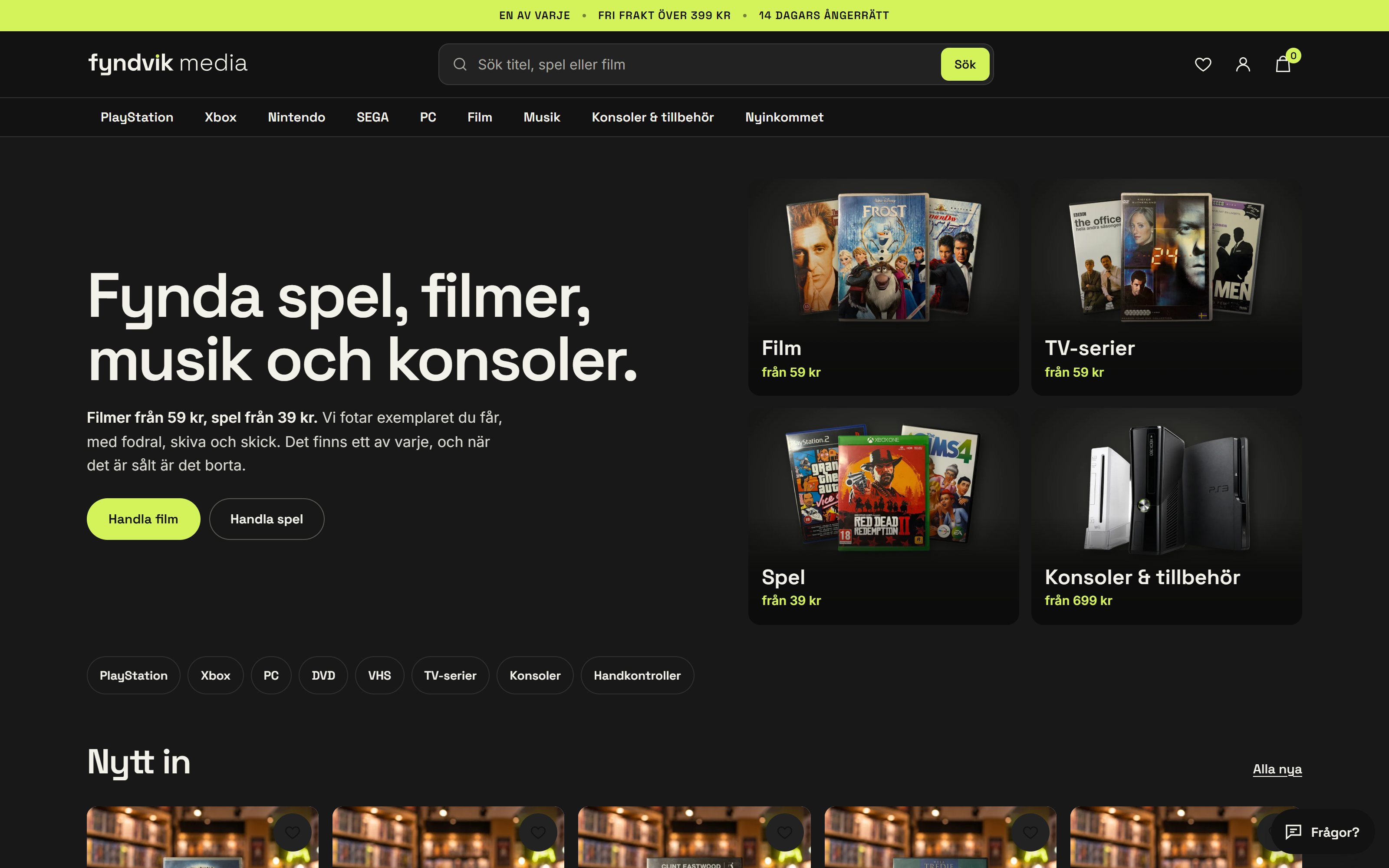 Fyndvik Media, sajt byggd av NoFrame