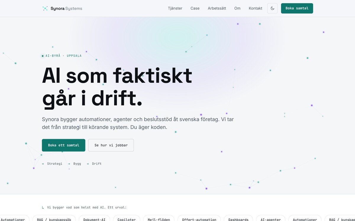 Synora Systems, sajt byggd av NoFrame